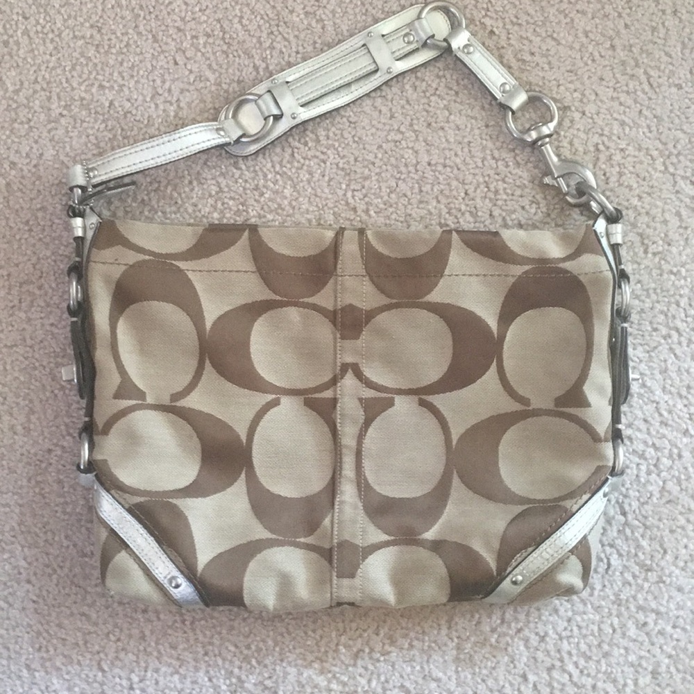 Coach cloth Anne metallic leather shoulder bag